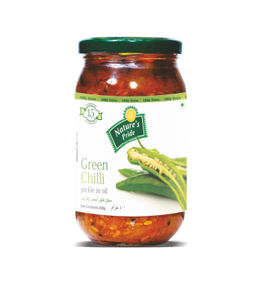 Nature’s Pride Green Chilli Pickle Label