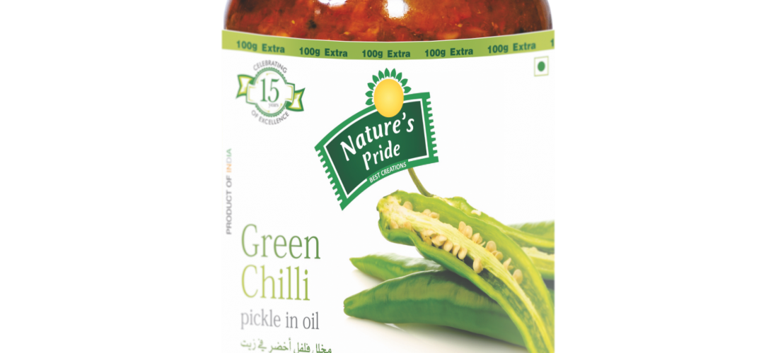 Nature’s Pride Green Chilli Pickle Label