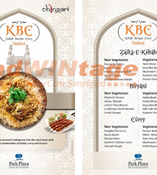 Park Plaza Shahdara – Kebab & Biryani Menu